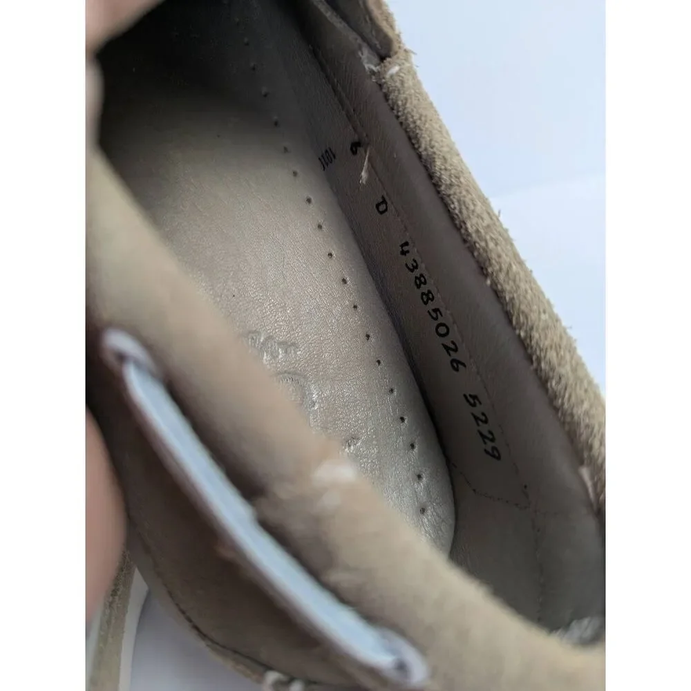 Brooks Brothers Beige Ecru suede leather boat shoes slip on loafers mens 6